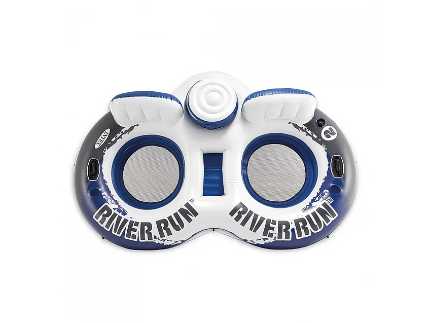 Intex 58837 River Run 2 Dubbele Opblaasbare Donut Drijver met Rugleuning en Koelvak