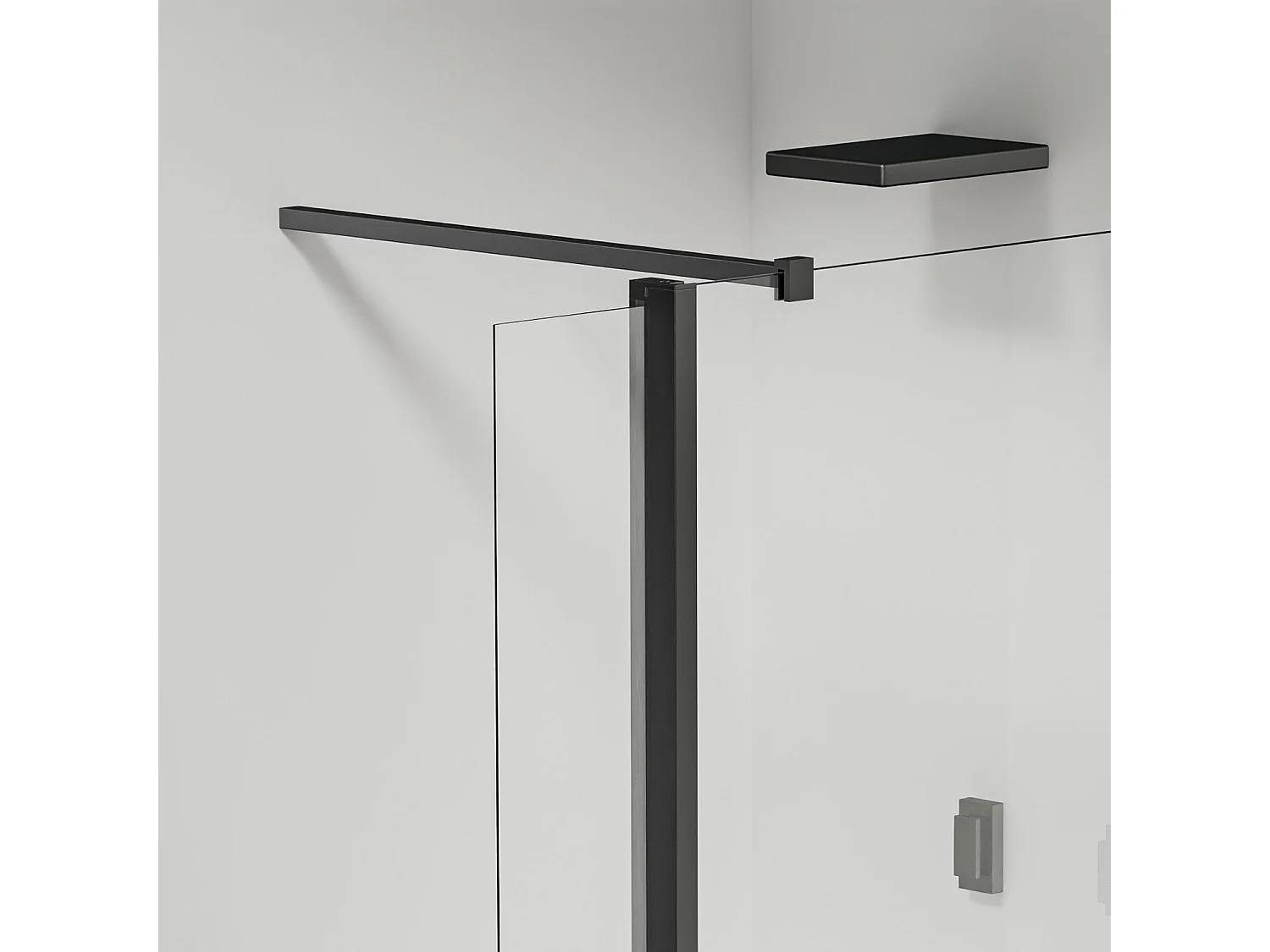 Paroi de douche à l’italienne 100×200 cm avec déflecteur 40×200 cm - Barre recoupable 140 cm – Aluminium noir mat