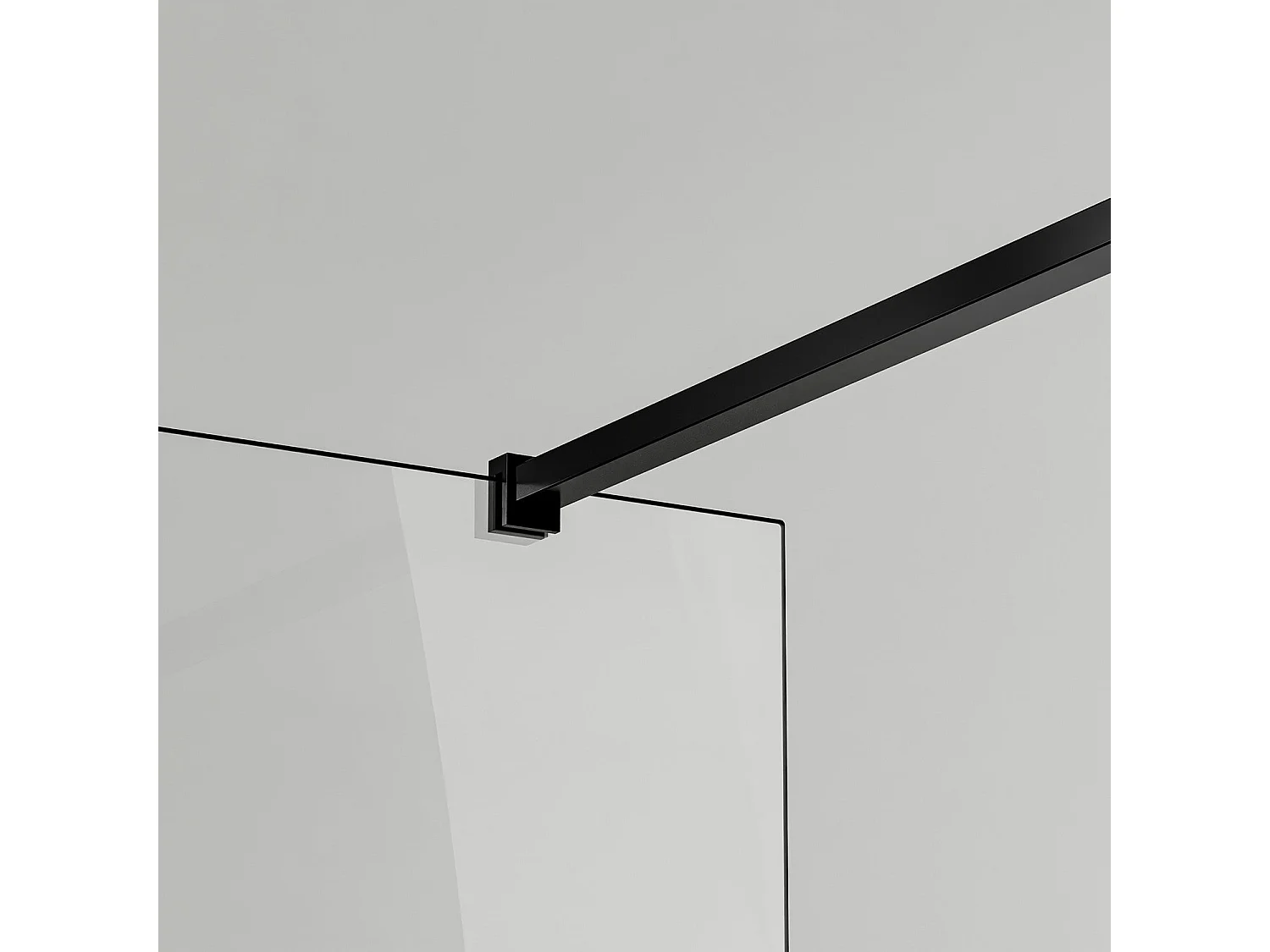 Paroi de douche à sérigraphie moderne 120x200 cm en verre anticalcaire 8 mm avec barre de renfort 90 cm – Noir mat