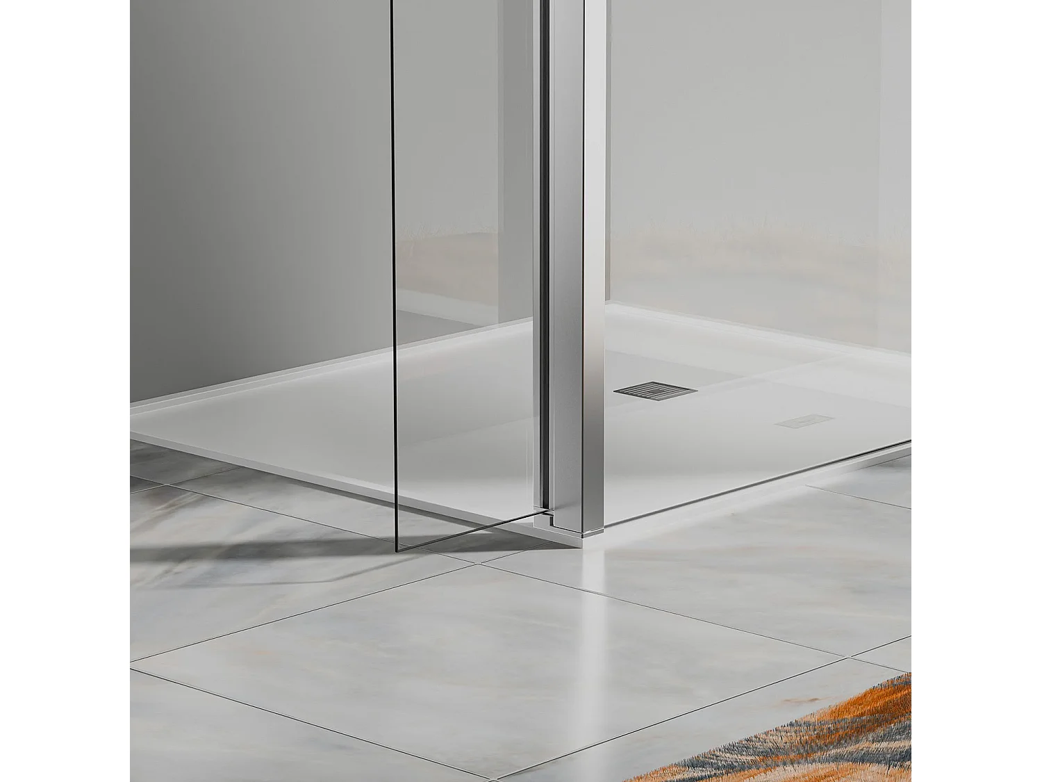 Paroi de douche 120×200 cm avec volet pivotant 50×200 cm – Verre 8 mm + 6 mm – Barre réglable 73–120 cm – Chrome brillant