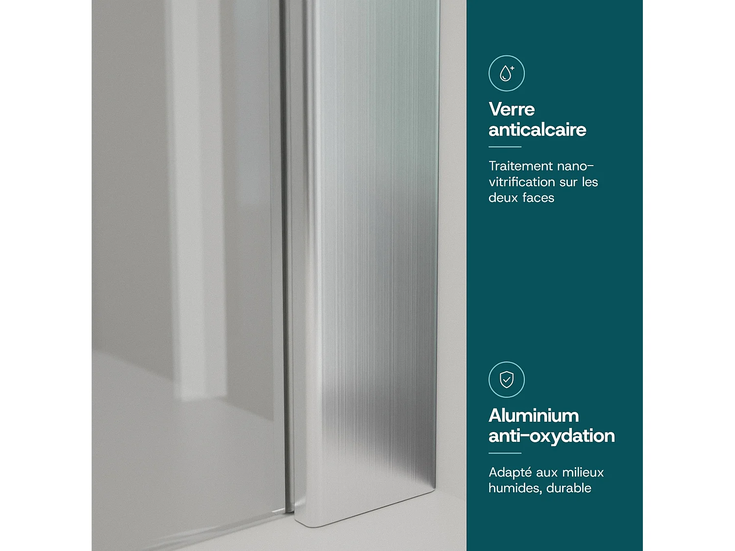 Paroi de douche 110x200 cm - verre 8 mm transparent - Barre de fixation extensible 73-120 cm - Finition chromée brossée