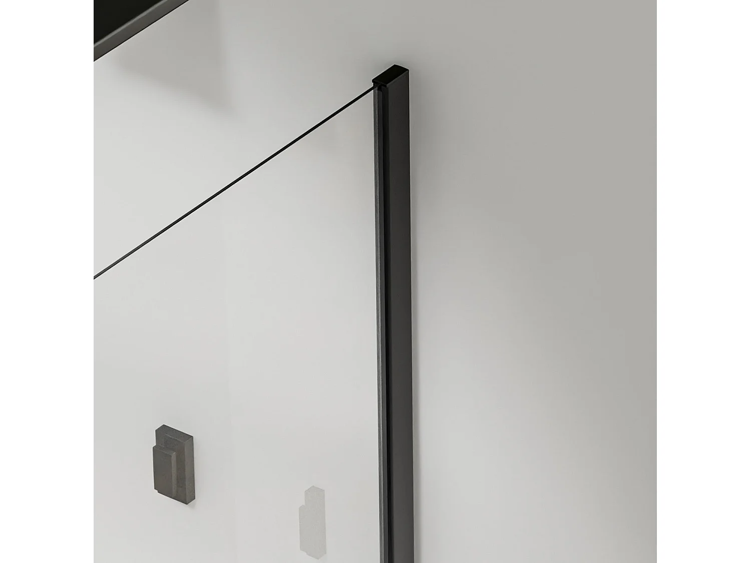 Paroi de douche à l’italienne 120×200 cm - Verre Securit 8 mm - Profilé et barre de stabilisation 90 cm - Aluminium noir mat