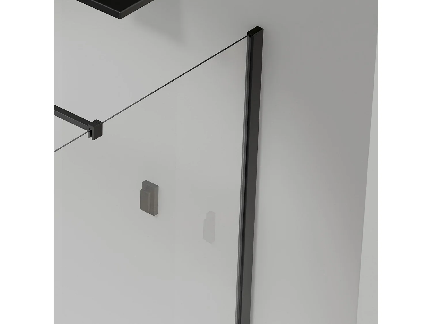 Paroi de douche 130×200 cm -  verre 8mm transparent - Barre de fixation extensible 73-120 cm - Aluminium noir mat
