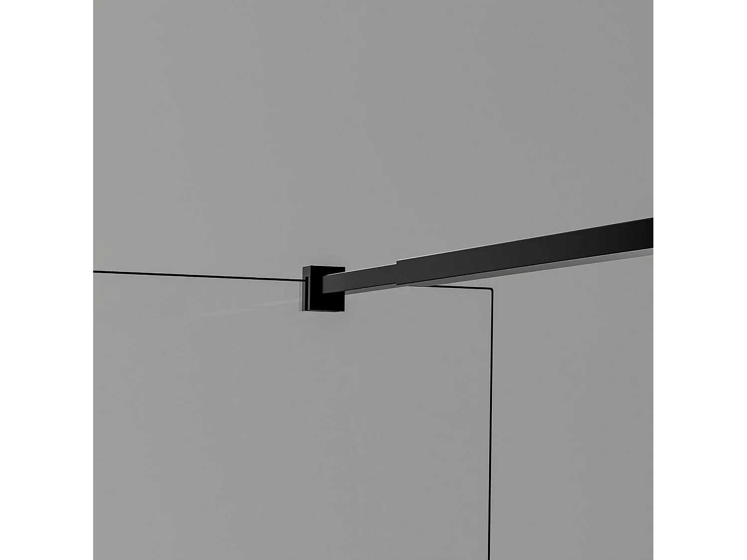 Paroi de douche 130×200 cm -  verre 8mm transparent - Barre de fixation extensible 73-120 cm - Aluminium noir mat