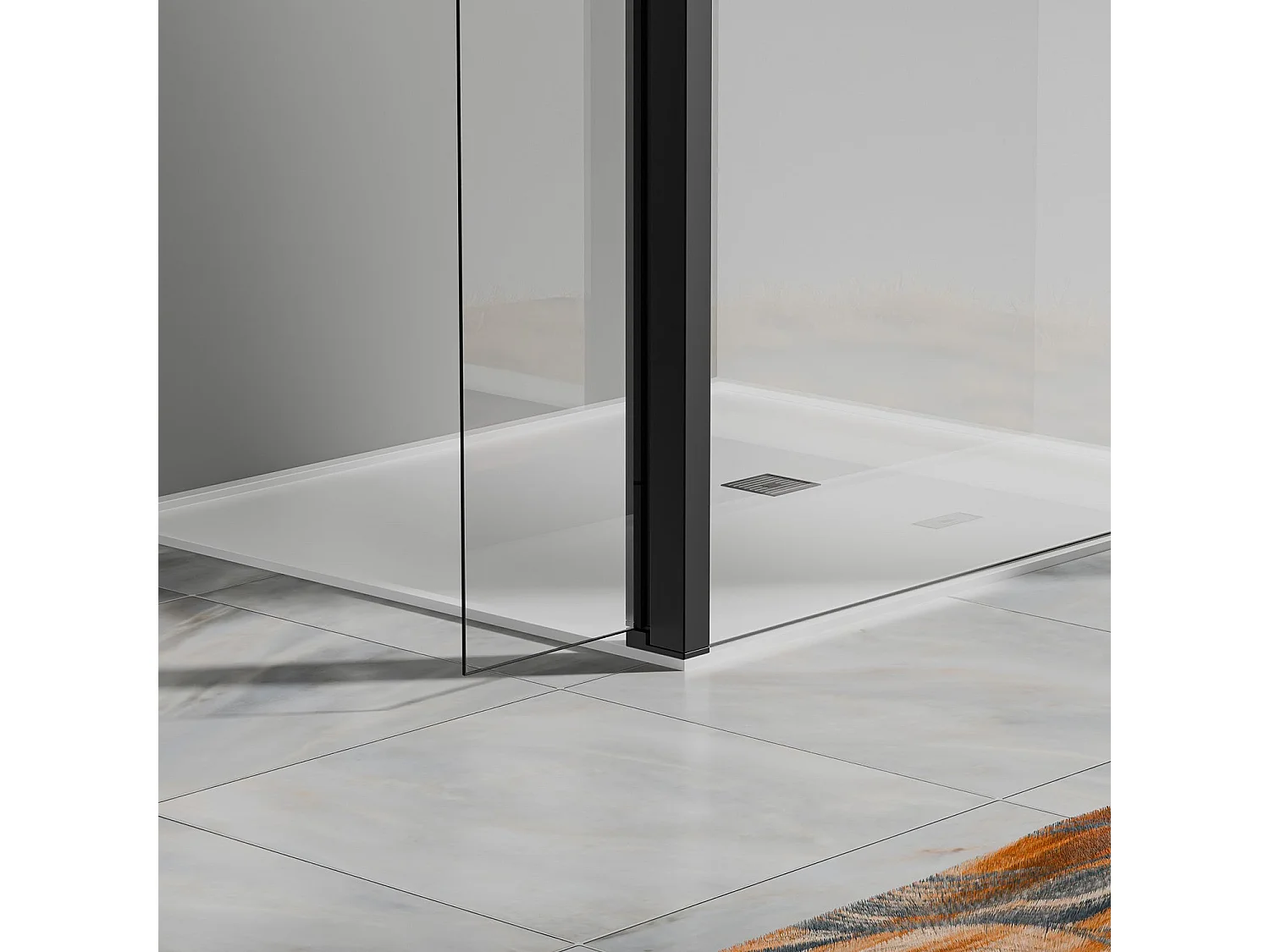 Paroi de Douche 120×200 cm avec Retour Pivotant 50×200 cm – Barre Extensible 73–120 cm – Aluminium Noir Mat