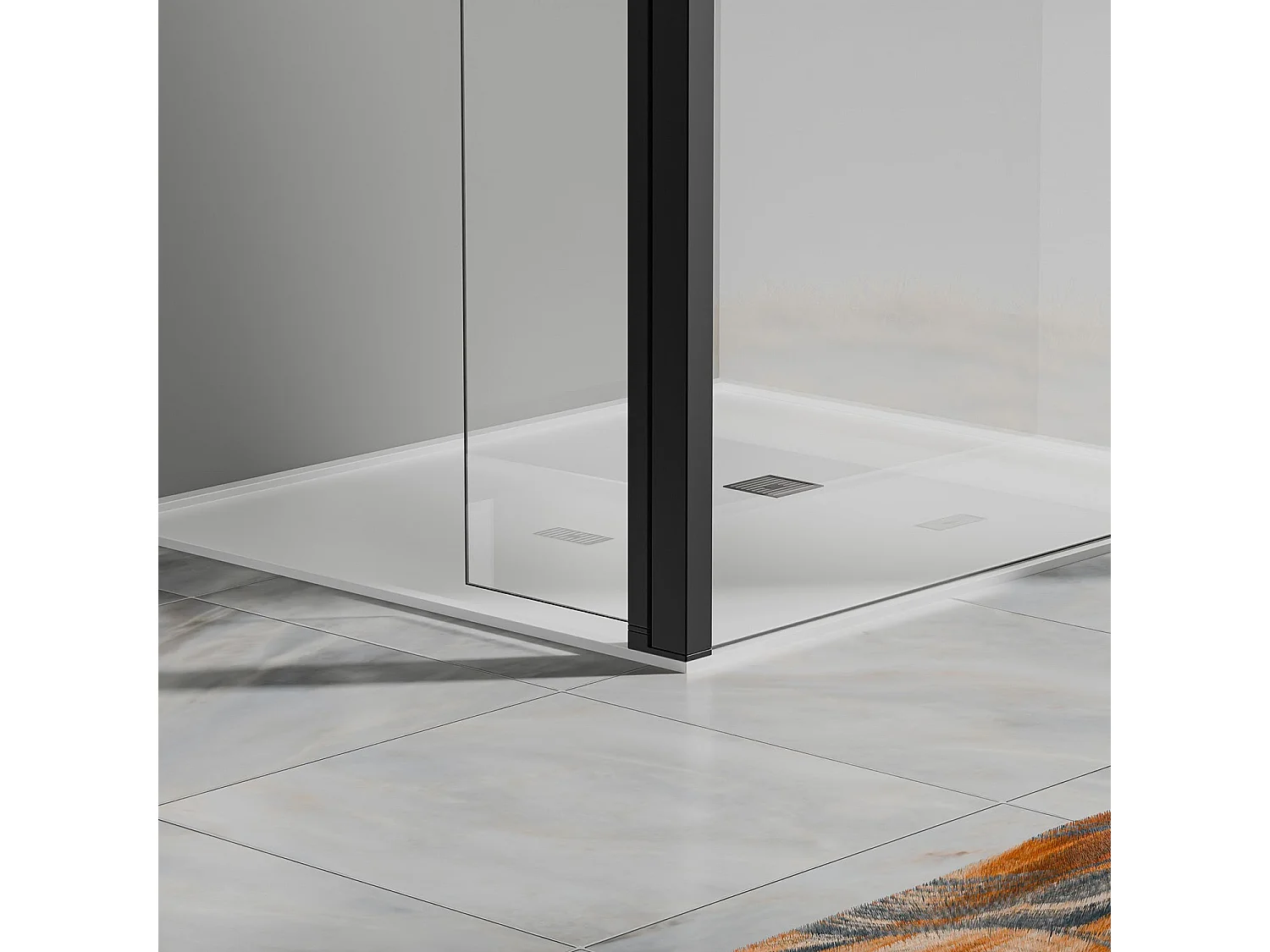 Paroi de Douche 120×200 cm avec Retour Pivotant 50×200 cm – Barre Extensible 73–120 cm – Aluminium Noir Mat