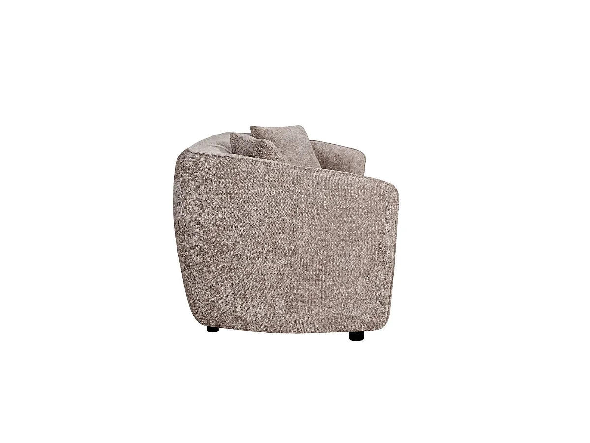 Canapé en tissu taupe et pieds en bois 3 places Yelena