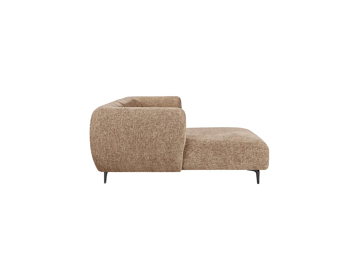 Canapé d'angle en tissu marron et pieds en bois Sacha