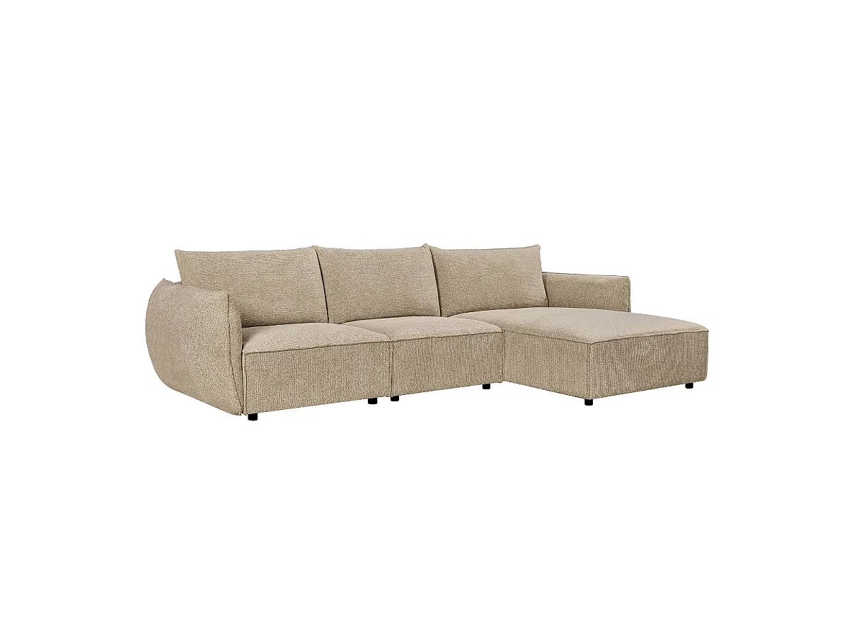 Canapé d'angle en tissu beige Lysoria
