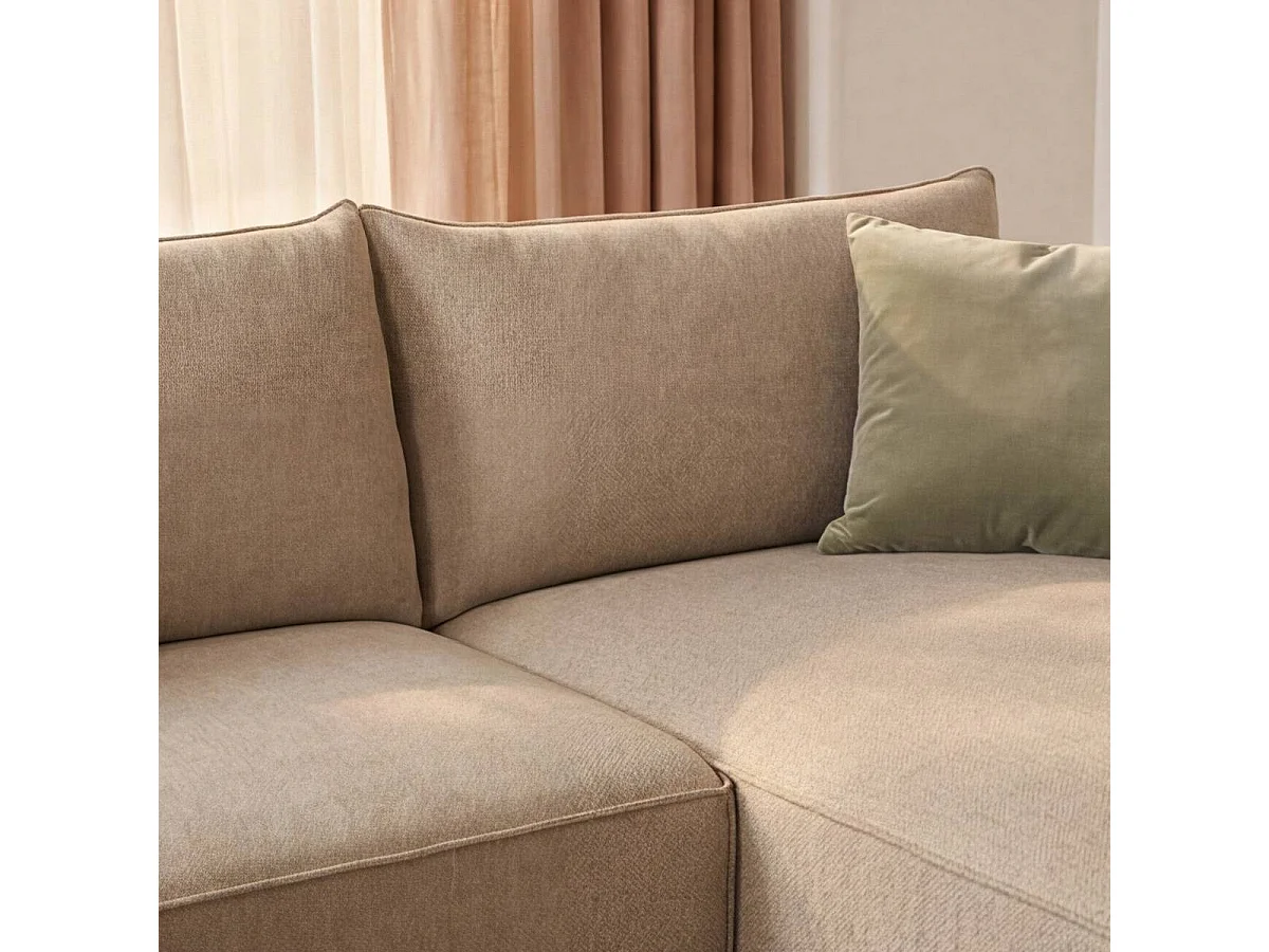 Canapé d'angle en tissu beige Lysoria