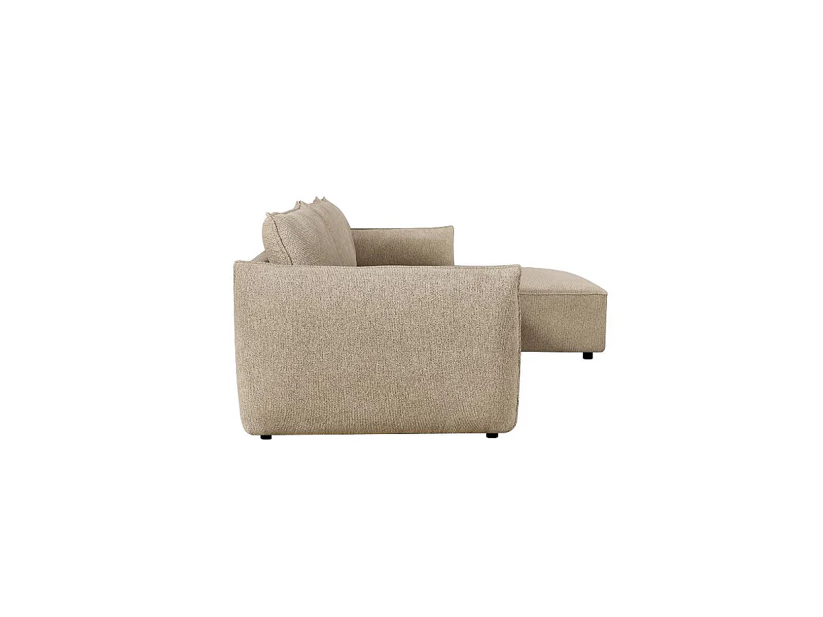 Canapé d'angle en tissu beige Lysoria