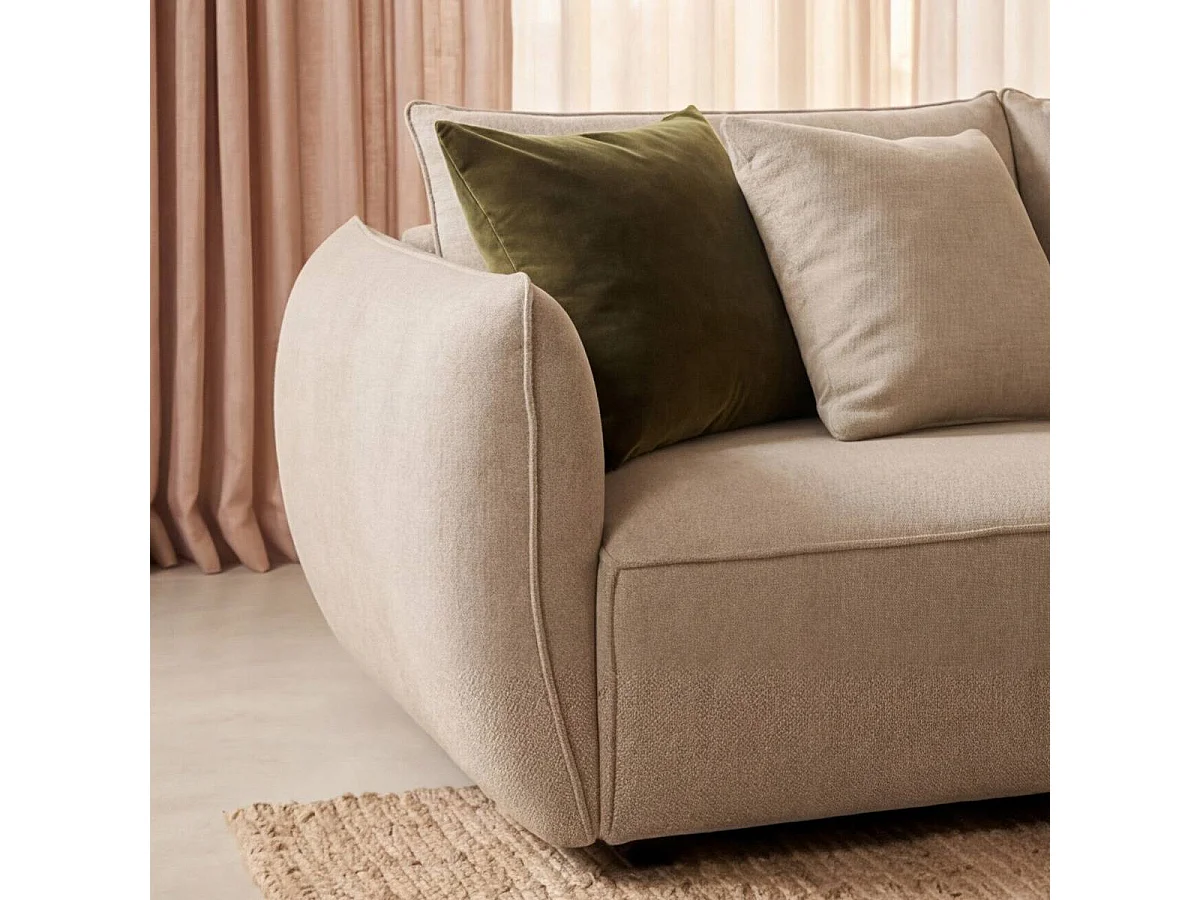 Canapé d'angle en tissu beige Lysoria