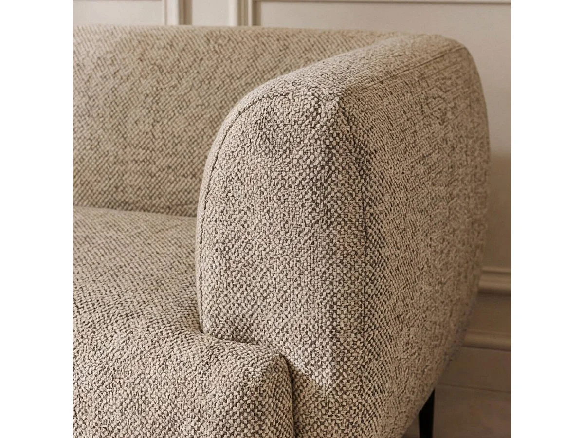 Canapé d'angle en tissu beige et pieds en bois Sacha