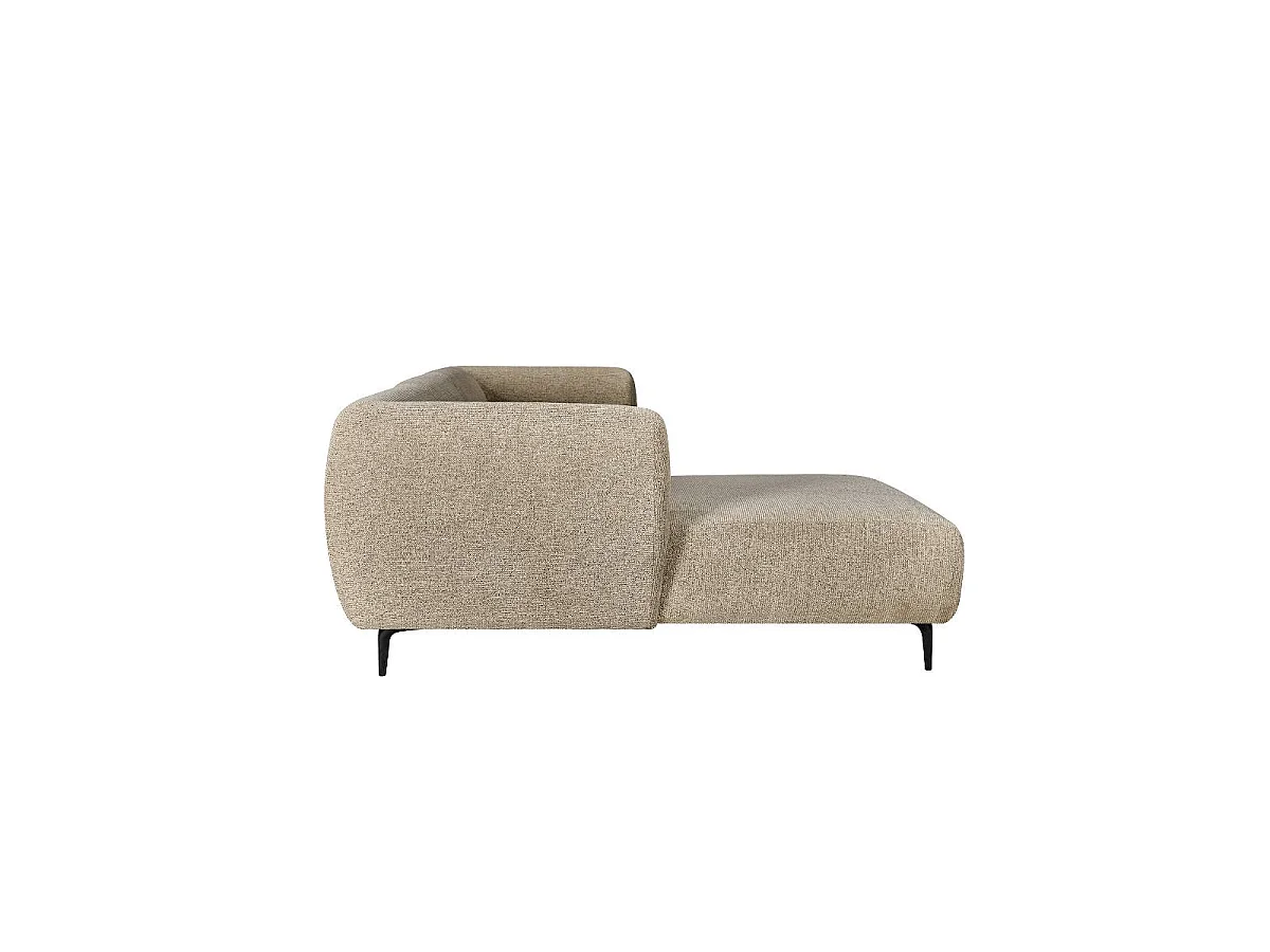 Canapé d'angle en tissu beige et pieds en bois Sacha
