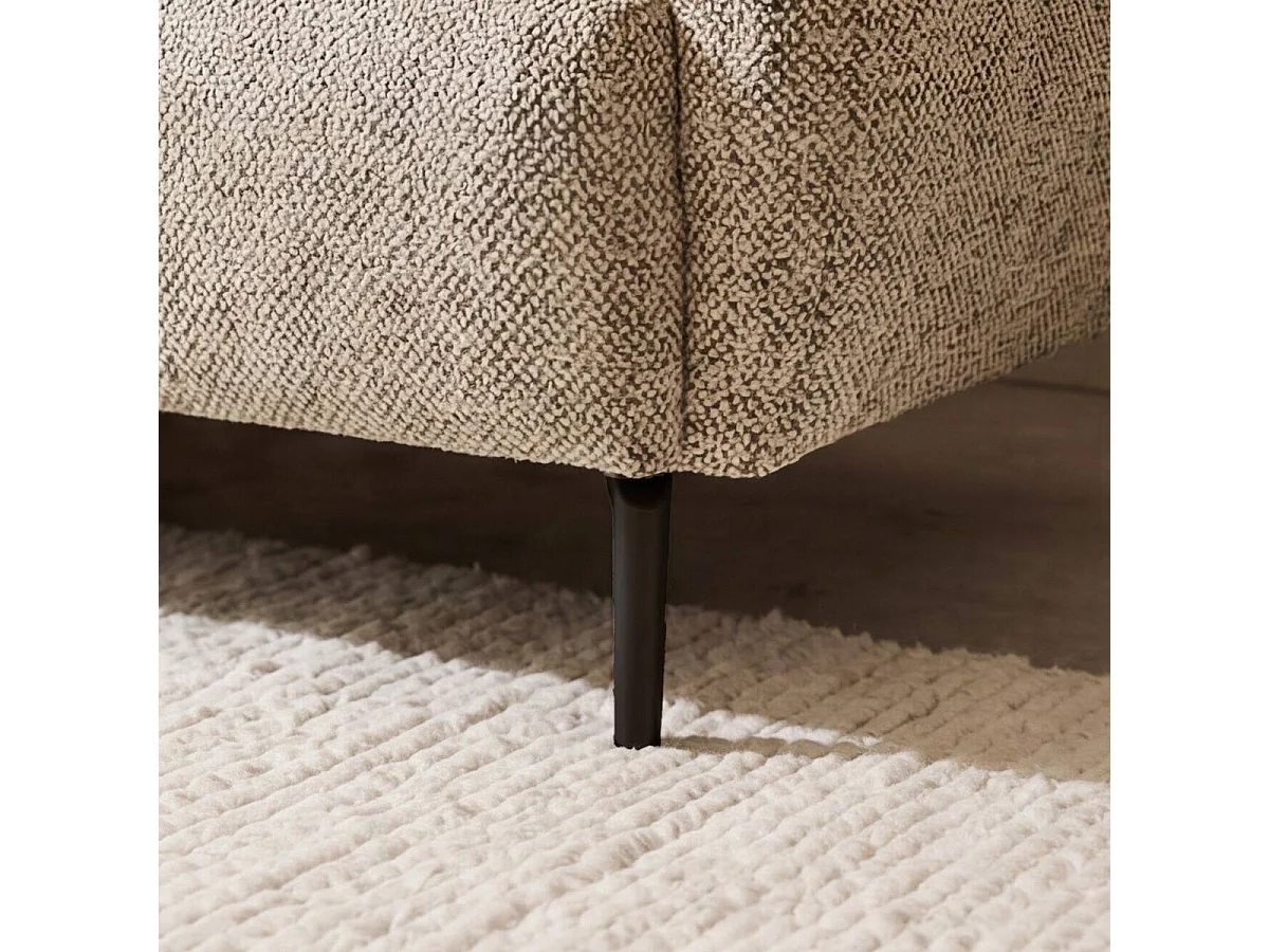 Canapé d'angle en tissu beige et pieds en bois Sacha