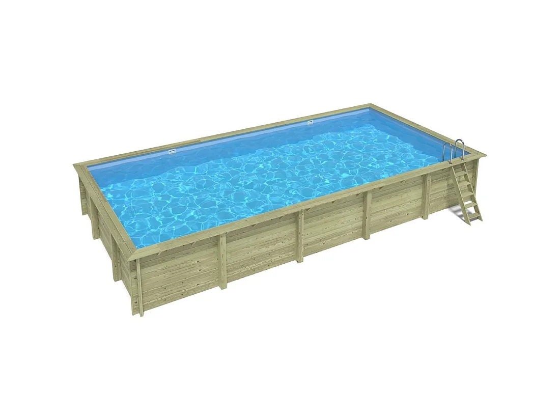 Piscina in legno AQUA 10.2 x 5.2 - H.1.45 m, azzurro chiaro, Su telaio - senza cementazione - BAS7310OSPU - ALTANKA