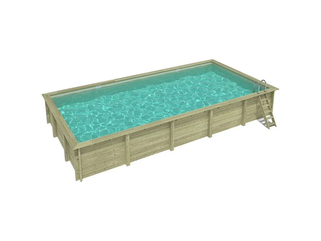 Piscina in legno AQUA 10.2 x 5.2 - H.1.45 m, sabbia, Su telaio - senza cementazione - BAS7310OSPU3 - ALTANKA