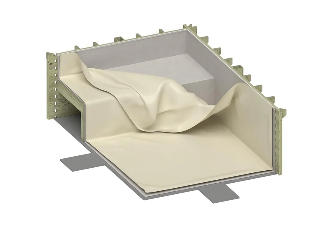 Piscina in legno AQUA 10.2 x 5.2 – H.1.45 m con spiaggia, sabbia, con supporti da cementare - BAS7310OSPI3+PLA310 - ALTANKA