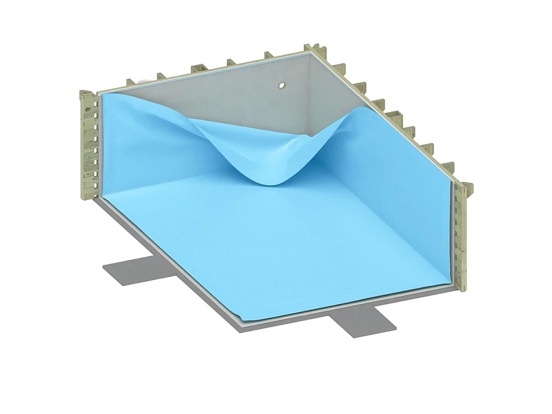 Piscina in legno AQUA 10.2 x 5.2 - H.1.45 m, azzurro chiaro, con supporti da cementare - BAS7310OSPI - ALTANKA