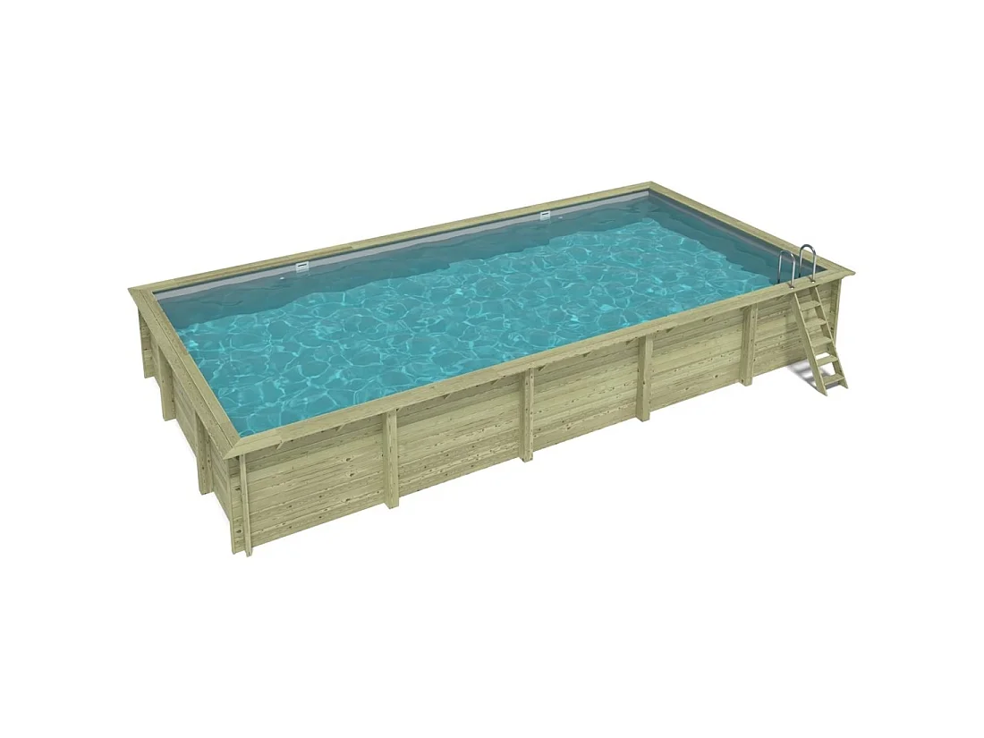 Piscina in legno AQUA 10.2 x 5.2 - H.1.45 m, grigio, con supporti da cementare - BAS7310OSPI2 - ALTANKA
