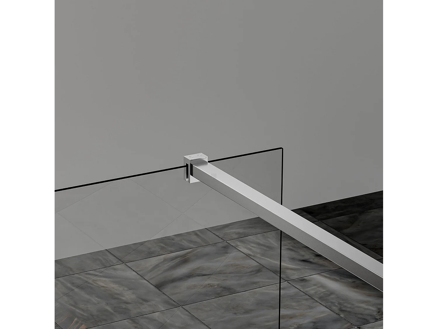 Paroi de douche à l’italienne 90×200 cm - Verre trempé 8 mm - Profilé et barre de stabilisation 90 cm recoupable - Alu chromé