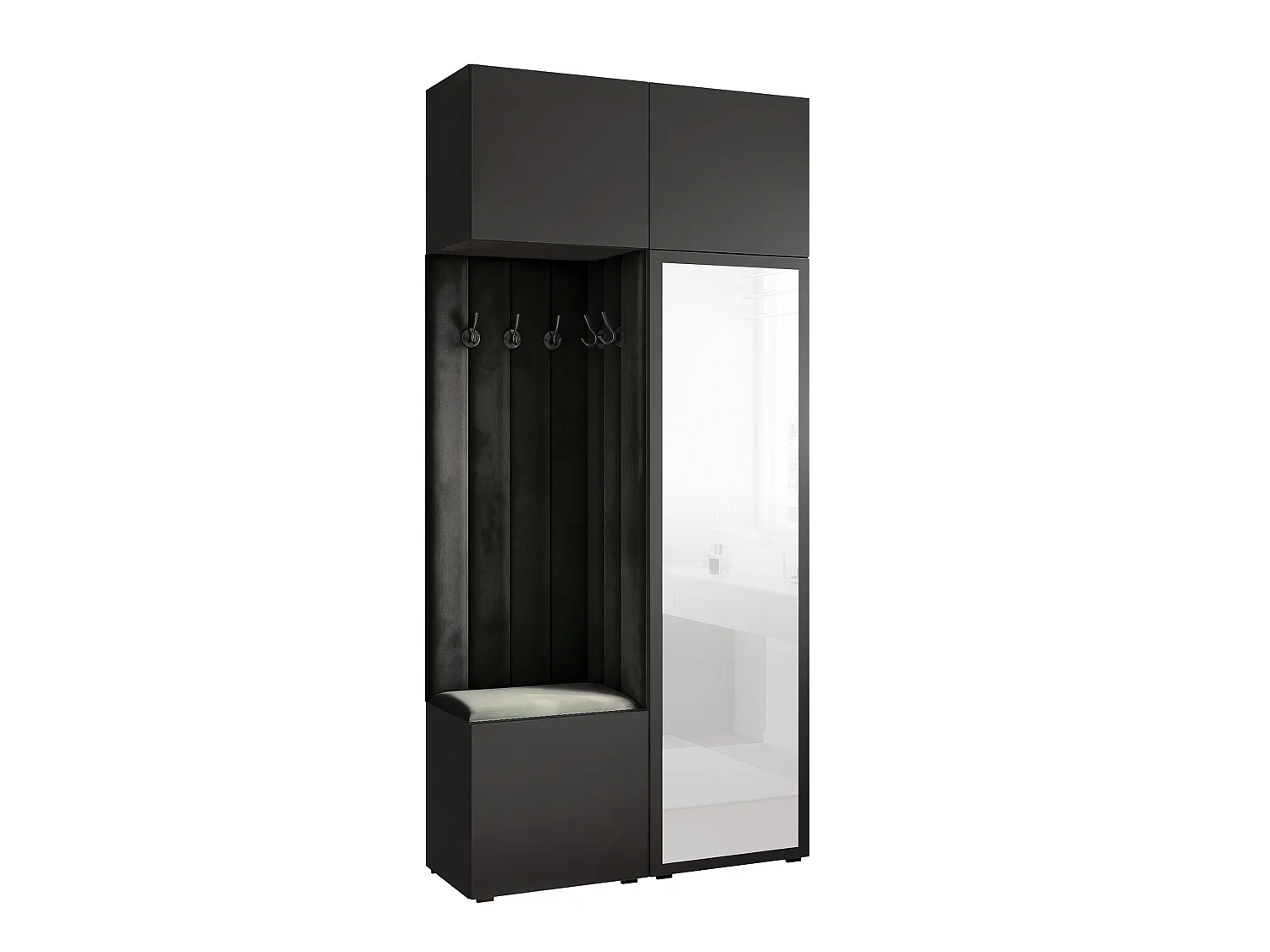 Vestiaire ARIA 10 112 cm Noir Rembourré Noir avec Miroir Soft-Close Push-to-Open