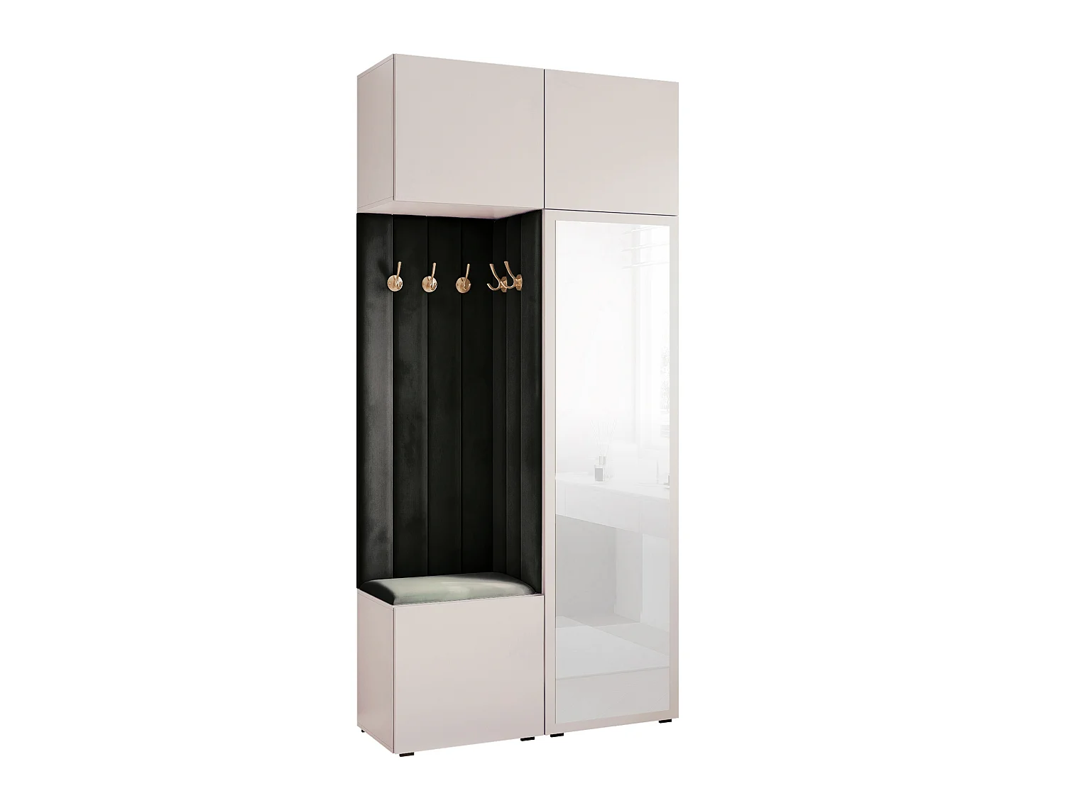 Vestiaire ARIA 10 112 cm Cachemire Rembourré Noir avec Miroir Soft-Close Push-to-Open