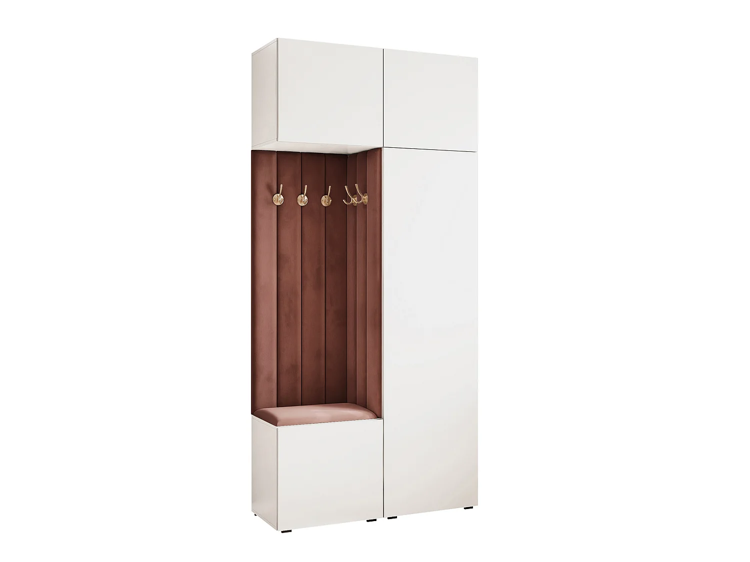 Vestiaire ARIA 10 112 cm Blanc Rembourré Rouille Soft-Close Push-to-Open
