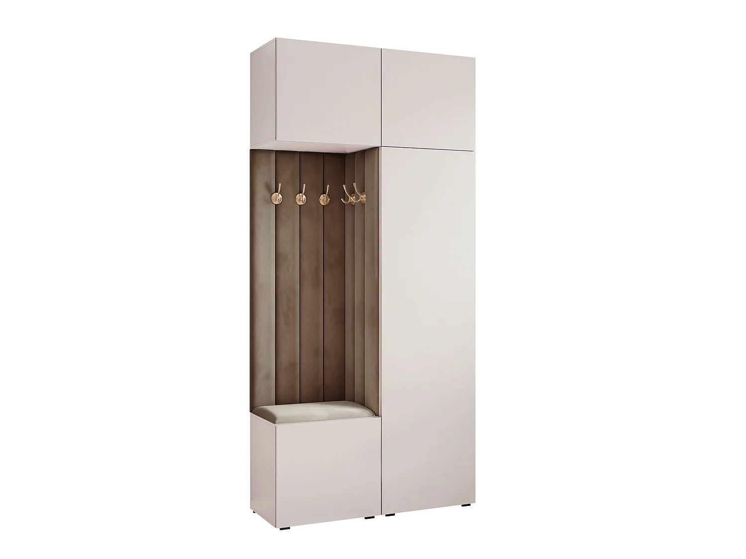 Vestiaire ARIA 10 112 cm Cachemire Rembourré Taupe Soft-Close Push-to-Open