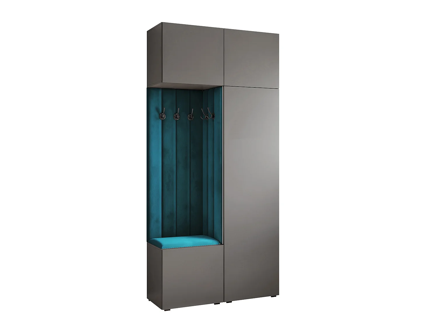 Vestiaire ARIA 10 112 cm Gris Rembourré Bleu Marine Soft-Close Push-to-Open