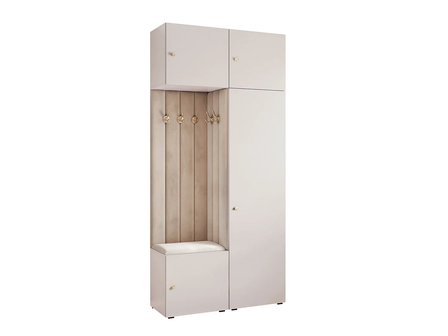 Vestiaire ARIA 10 112 cm Cachemire Rembourré Cachemire Soft-Close Poignées bouton Doré