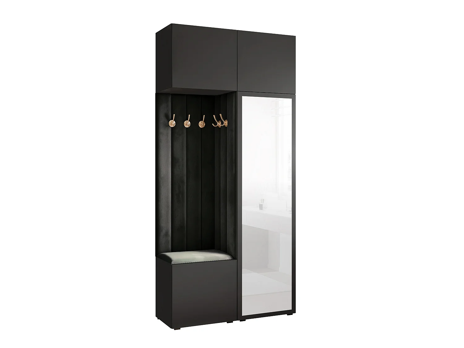 Vestiaire ARIA 10 112 cm Noir Rembourré Noir avec Miroir Soft-Close Push-to-Open