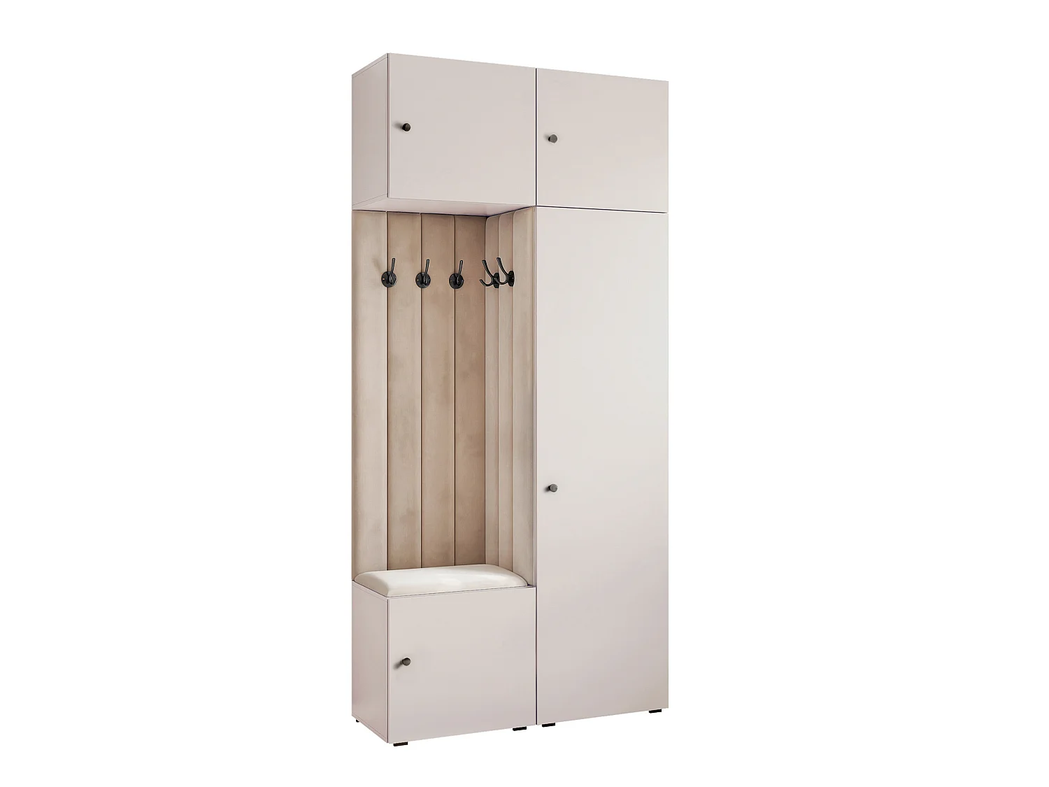 Vestiaire ARIA 10 112 cm Cachemire Rembourré Cachemire Soft-Close Poignées bouton Noir