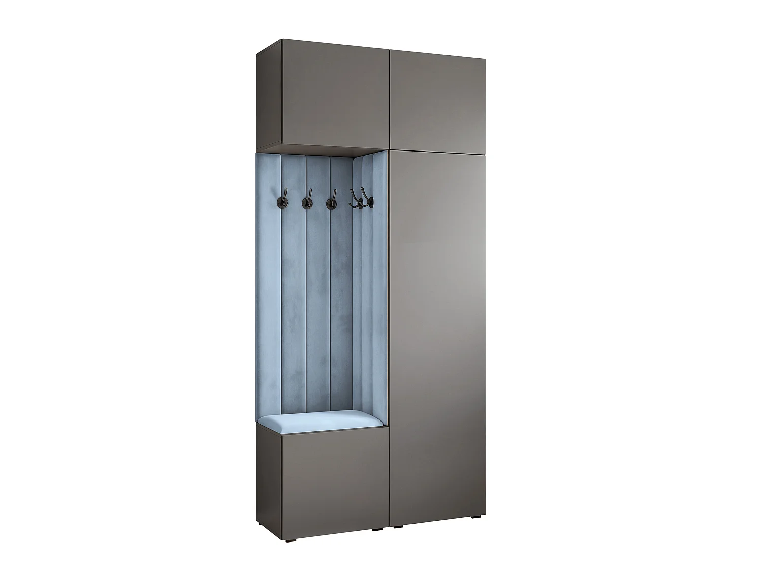 Vestiaire ARIA 10 112 cm Gris Rembourré Bleu Clair Soft-Close Push-to-Open