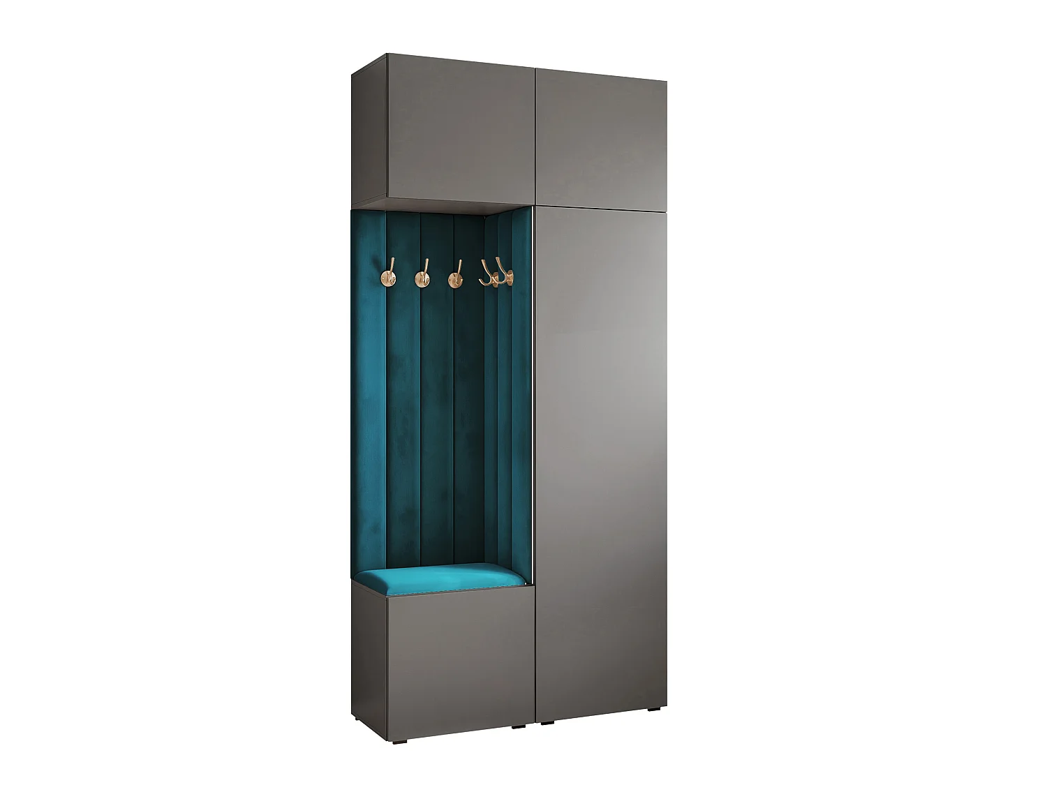 Vestiaire ARIA 10 112 cm Gris Rembourré Bleu Marine Soft-Close Push-to-Open