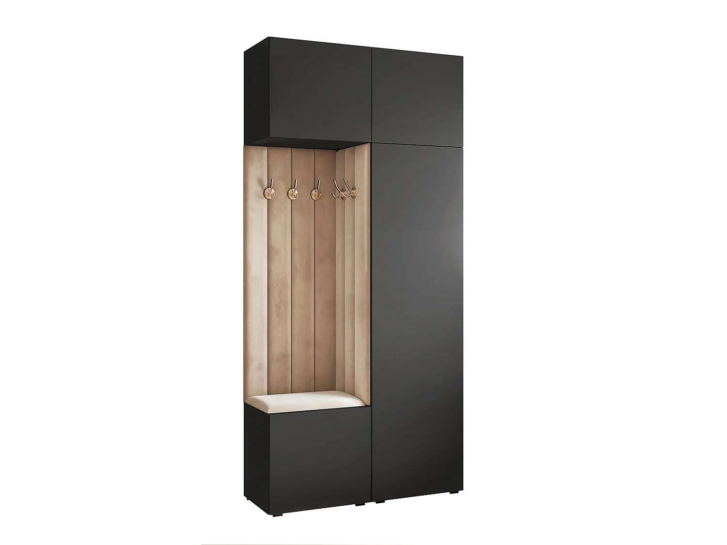 Garderobe Aria 112 cm Zwart Gestoffeerd Beige Soft-Close Push-to-Open