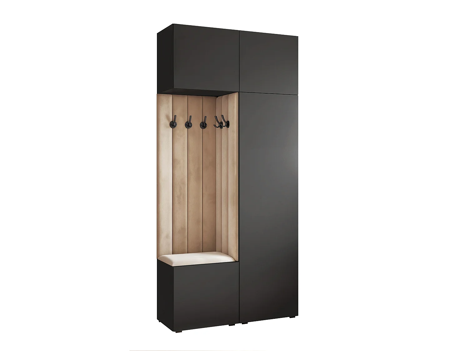 Garderobe Aria 112 cm Zwart Gestoffeerd Beige Soft-Close Push-to-Open