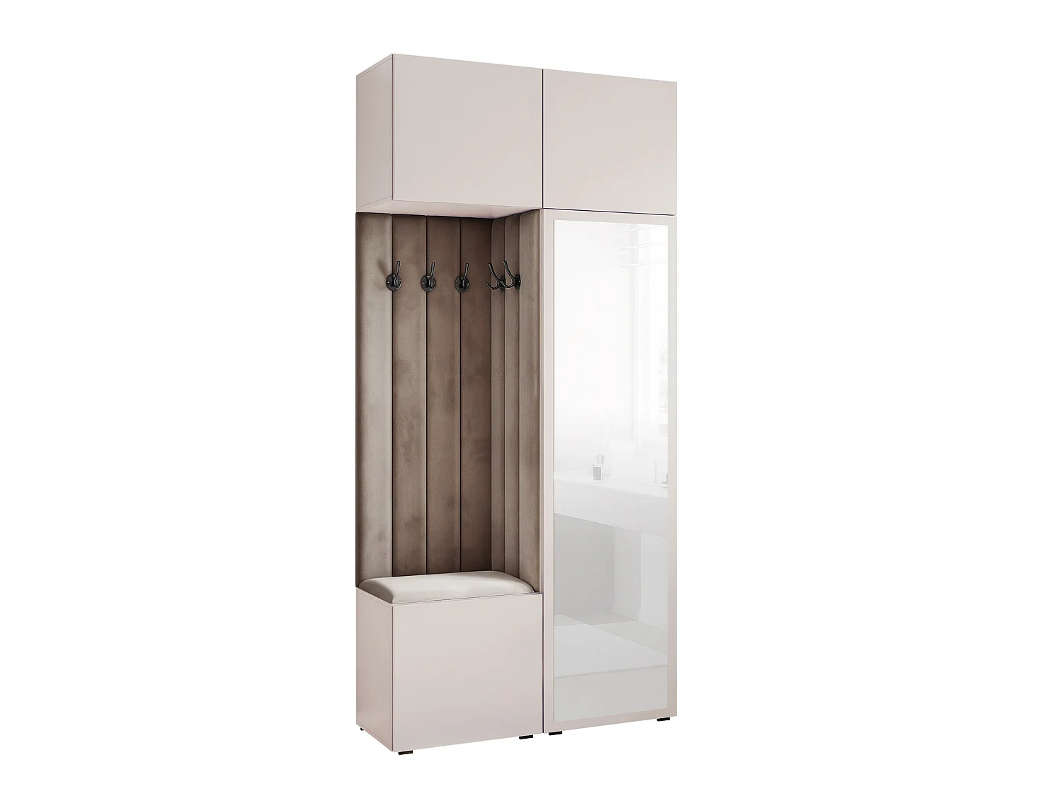 Vestiaire ARIA 10 112 cm Cachemire Rembourré Gris Souris avec Miroir Soft-Close Push-to-Open