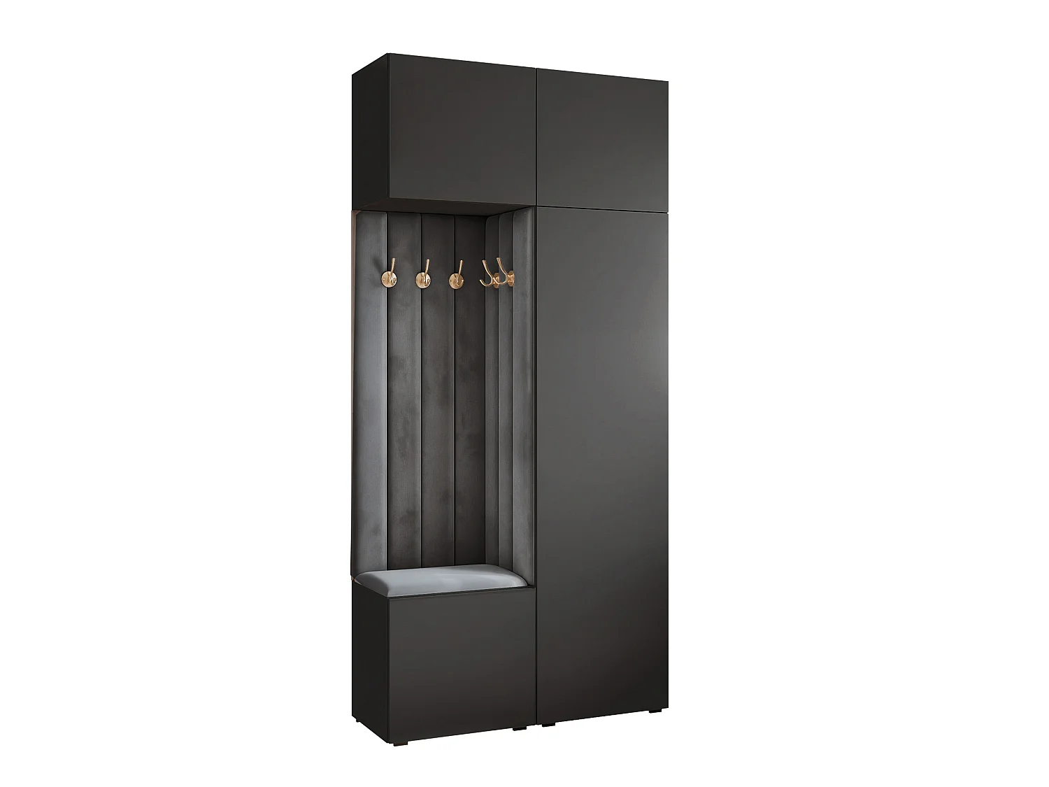 Vestiaire ARIA 10 112 cm Noir Rembourré Graphite Soft-Close Push-to-Open