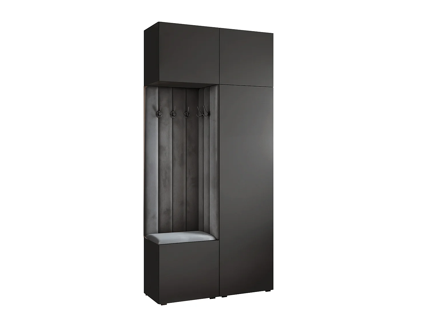 Garderobe Aria 112 cm Zwart Gestoffeerd Grafiet Soft-Close Push-to-Open