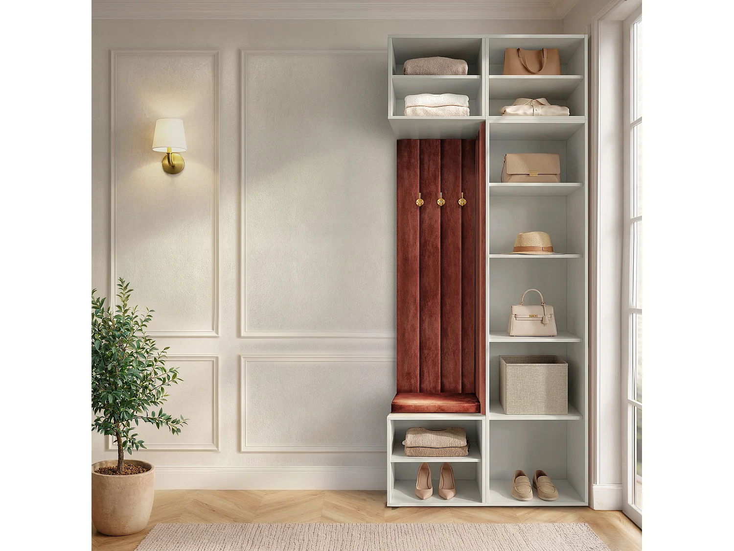 Garderobe Aria 112 cm Zwart Gestoffeerd Grafiet Soft-Close Push-to-Open