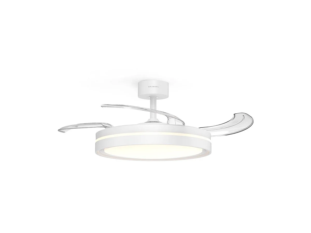 Ventilateur de plafond Grunkel SKYWHITE42 42" Blanc Lames Rétractables Lumière LED Télécommande
