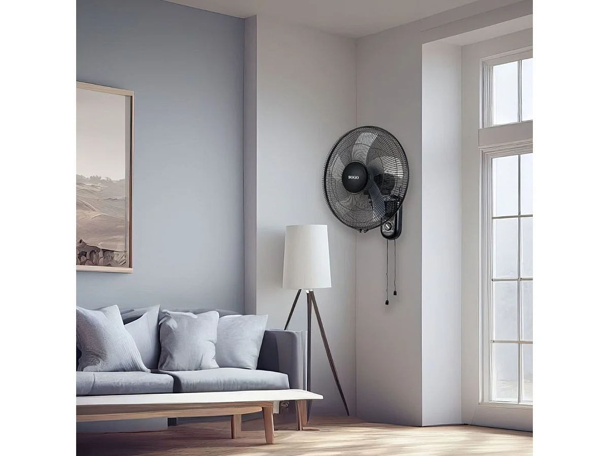 Ventilateur Mural Sogo VNSS21320 50W 3 Vitesses Noir Ø40 cm