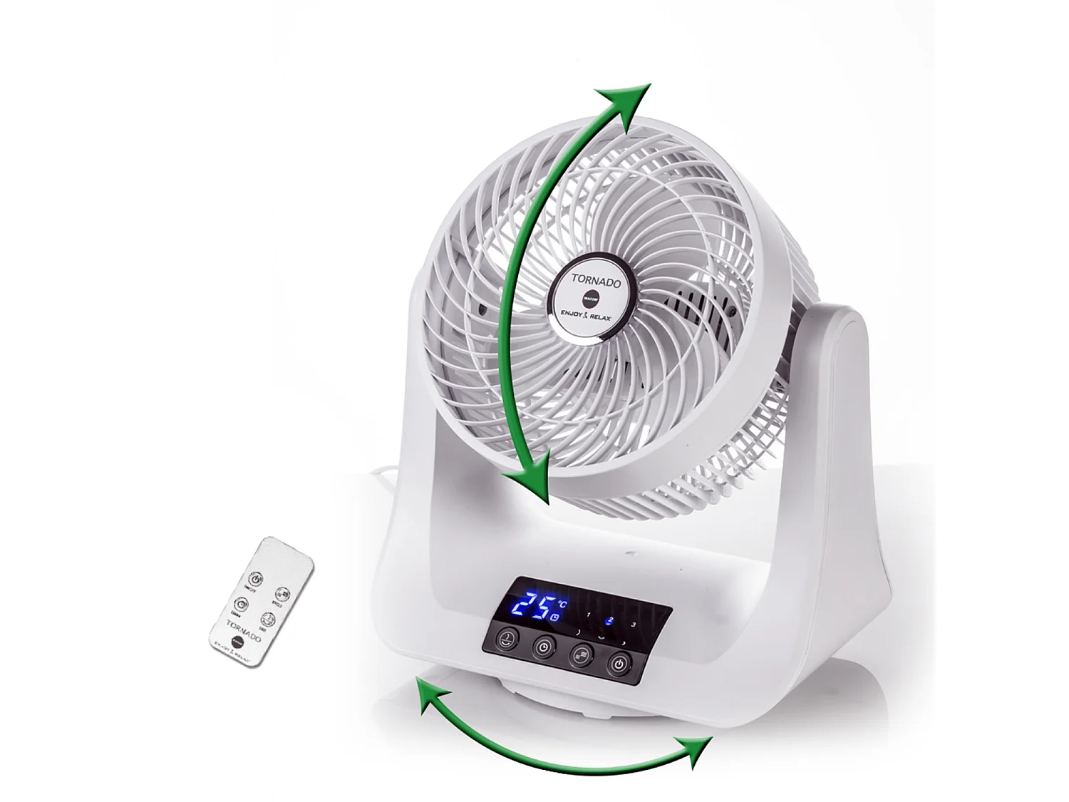 Macom Tornado Witte Oscillerende Tafelventilator met 3 Snelheden en Timer