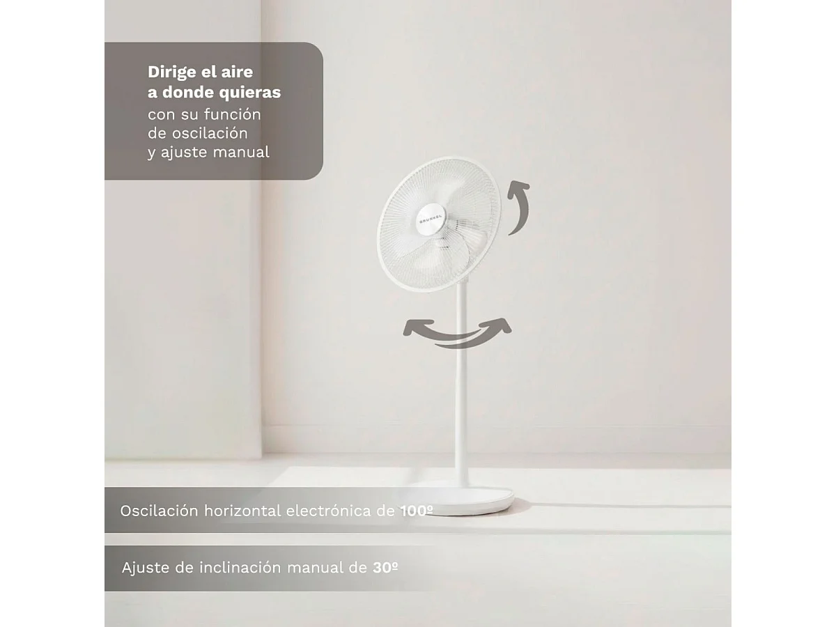Grunkel FS-14PR 30W 12-Stufen Leiser Weißer 111cm Standventilator mit Fernbedienung und Timer