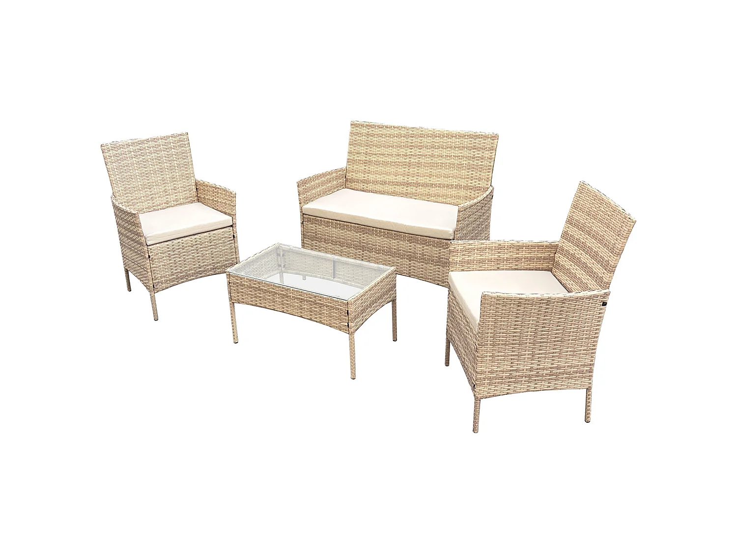 Salon de jardin SVITA BROOKLYN 4 pcs. Ensemble de meubles de jardin Salon en résine tressée Beige