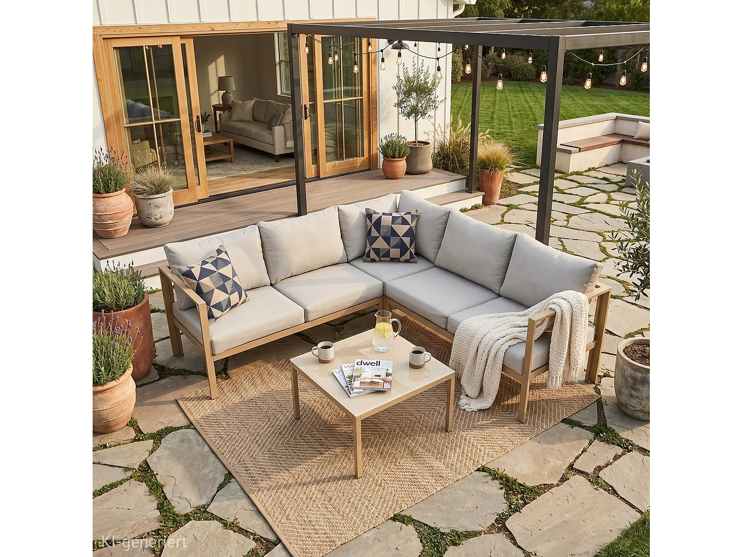 Ensemble de canapés d'extérieur 4 pièces SVITA MISSOURI Garden Lounge en acier galvanisé beige