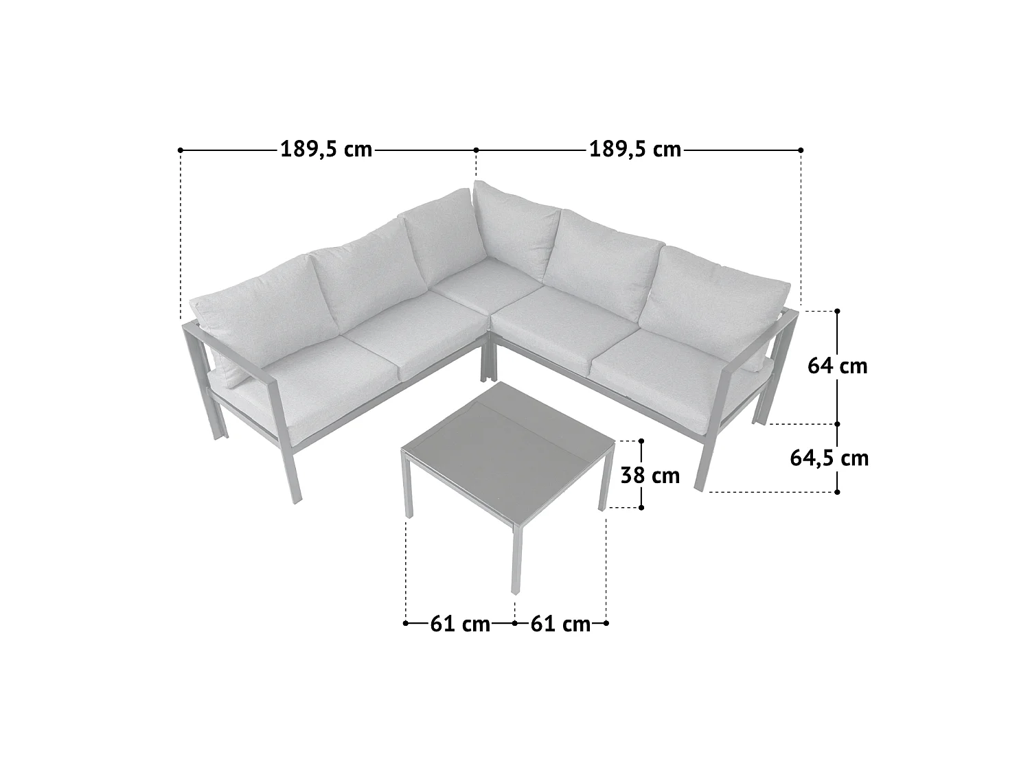 Ensemble de canapés d'extérieur 4 pièces SVITA MISSOURI Garden Lounge en acier galvanisé beige