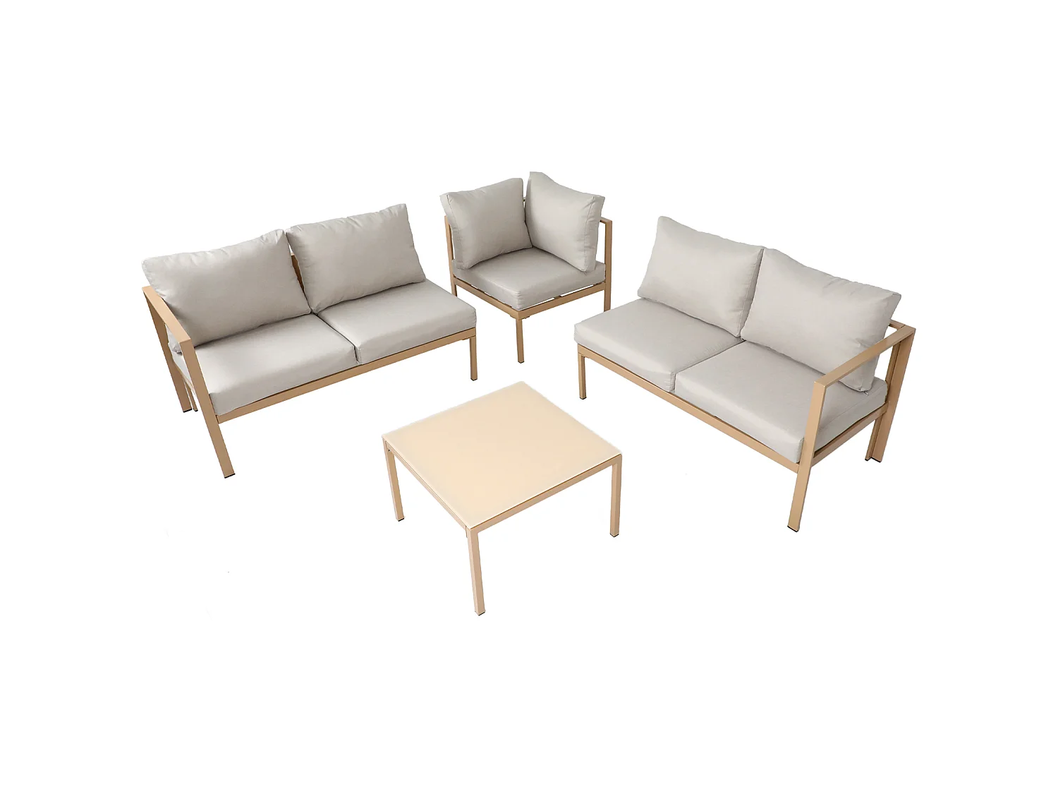 Ensemble de canapés d'extérieur 4 pièces SVITA MISSOURI Garden Lounge en acier galvanisé beige