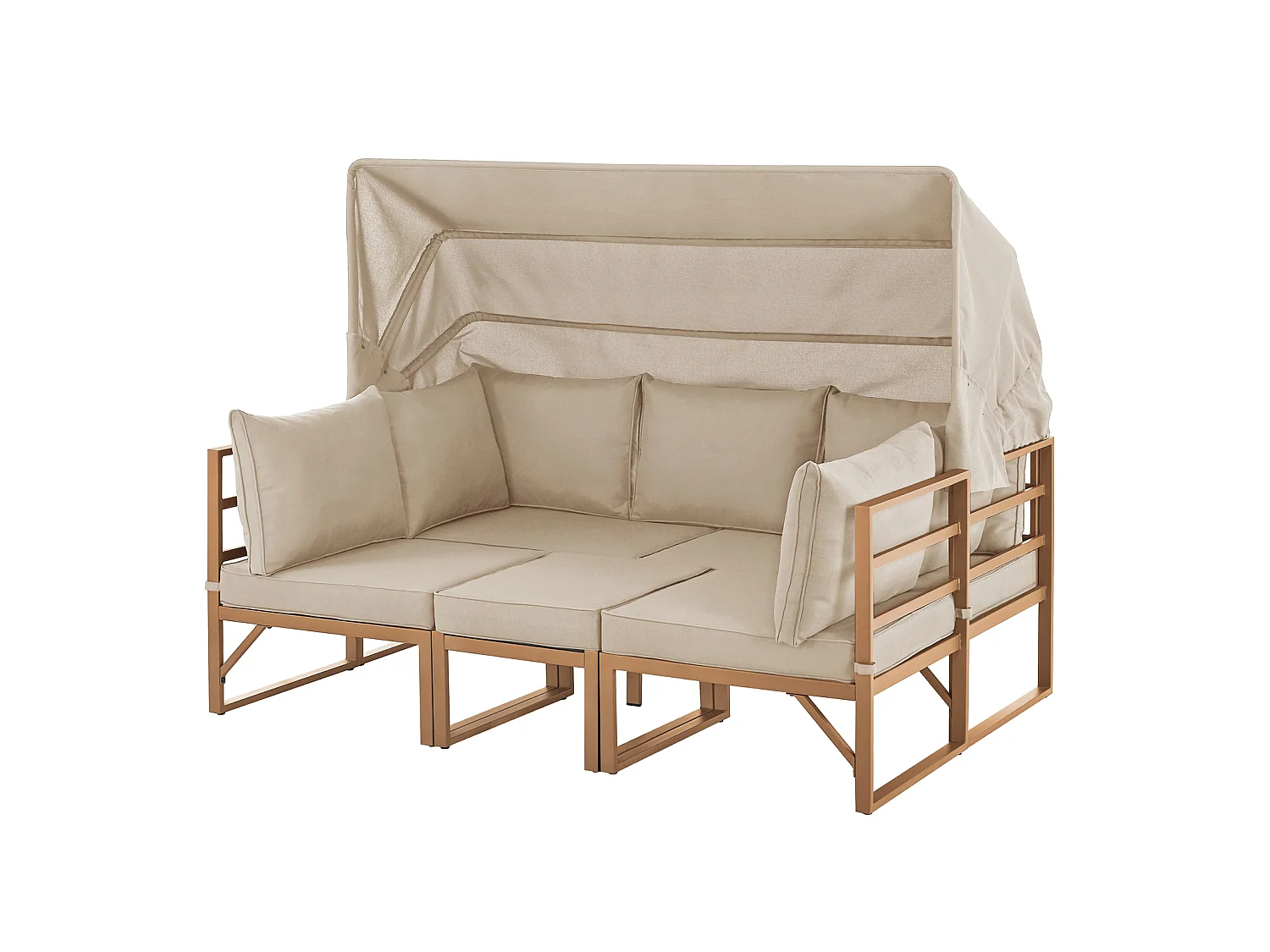 Ensemble de salon de jardin MAUI avec toit - Canapé d'extérieur en acier beigw